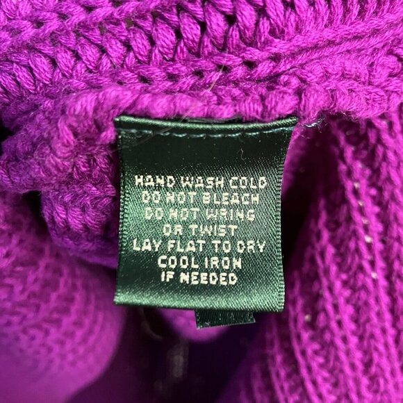 Lauren Ralph Lauren Sweater Womens L Purple Cable Knit V-neck Chunky Pullover - Picture 5 of 5